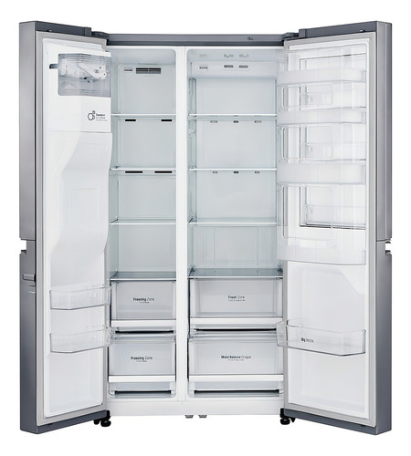 Refrigerador inversor prateado sem gelo LG LS65SDP1 com freezer 601L