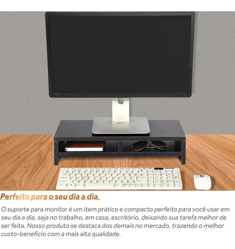 Suporte Para Monitor Em Mdf Com Divisório Gavetas Nicho