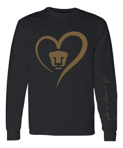 Playera Deportiva M Larga Hombre Pumas Unam Corazón Oro