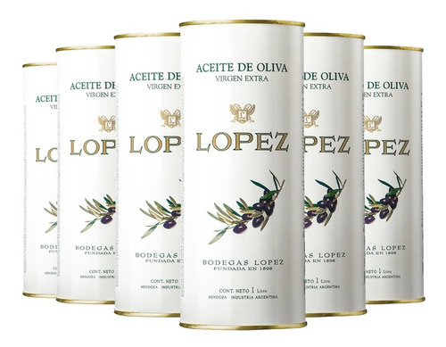 Imagen 1 de 10 de Aceite De Oliva Lopez Extra Virgen Pack X 6 X 1 Litro.