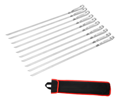 6 Broches De Kebab Largos Y Planos, De Metal Para 10 Piezas