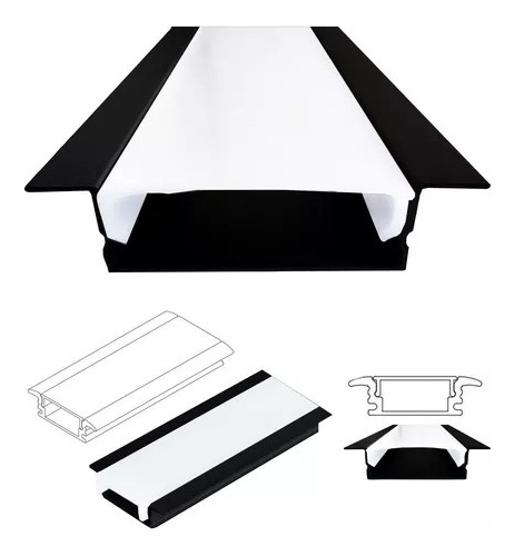 Kit 18 Perfil Led Alumínio Embutir 2 Metros P/fita Led 40mm