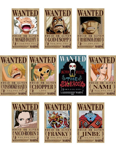 10 Posters One Piece - Wanted 33 X 48 Cm