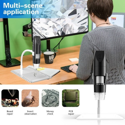 Imagen 7 de 10 de Microscopio Electronico Digital 50-1000x Usb Wifi 1080p 8led