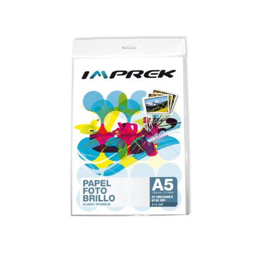 Papel Fotografico Imprek Glossy A5 15 X 21. 210gr X 20 Hojas