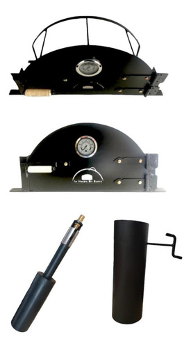 Kit Puerta De Hierro+chimenea+quemador Para Horno De Barro