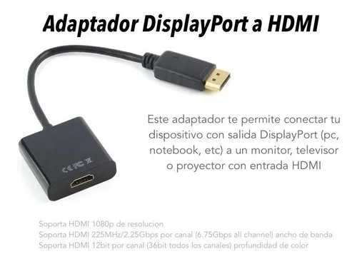 Adaptador De Displayport A Hdmi / Display Port Full Hd