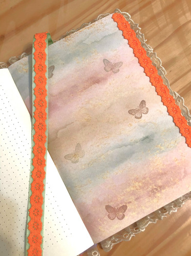 Journal Diario Íntimo Artesanal Romántico Mariposas Y Flores Lila Mariposas Y Margaritas