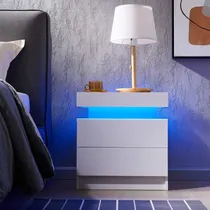 Comprar Velador Mesa De Noche Sigma Con Luces Led Color Blanco
