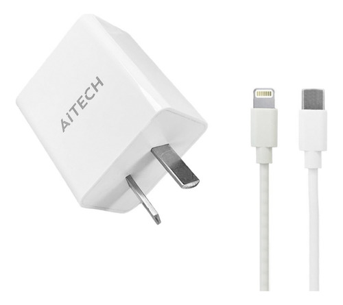 Cargador De Pared Aitech Cdq-079 Pd25w+cable Tipo C A Ios 1m