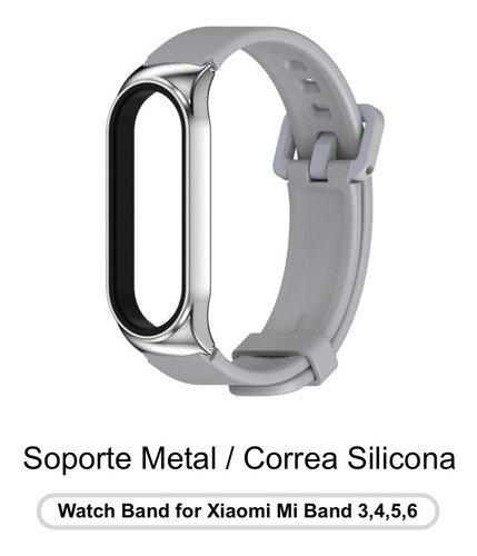 Correa De Silicona Caja Metal Para Xiaomi Mi Band 3/4/5/6 Gs
