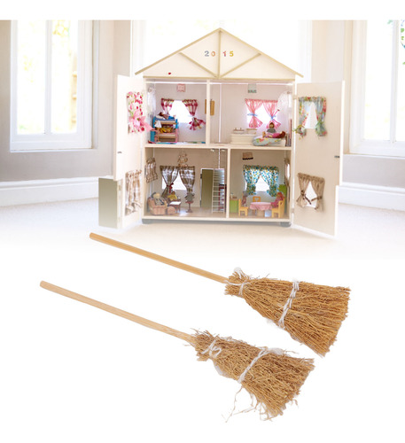 Set De 20 Mini Escobas Decorativas Estilo Bruja Con Cuerda