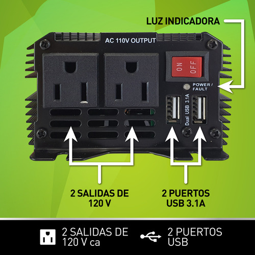 Inversor De Voltaje Taika 500 Watts Tk-pw500