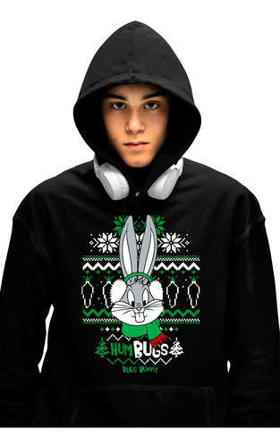 Ssudadera Unisex Navidad Looney Tunes Bugs Bunny Manga Corta