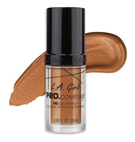 Base de maquillaje en cremoso L.A. Colors Pro coverage HD PRO COVERAGE la girl pro coverage tono warm caramel - 28mL