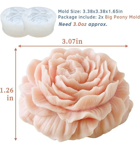 2ps Moldes Silicona Para Jabón Flor Peonía Moldes Para Velas