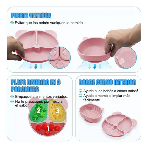 Set 10pcs Alimentación Silicona Dividida Con Ventosa Bebés