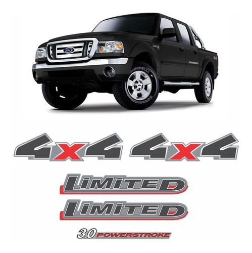 Kit Adesivos Ranger 2010/2012 Prata Limited 3.0 Powerstroke