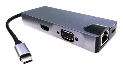 Hub Usb C Dock 8 En 1 Usb Hdmi Lan Lector Tarjeta Carga Vga