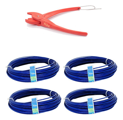 Kit  Fixação Tela Cerca Soldada Pvc Azul Alicate + 4kg Arame