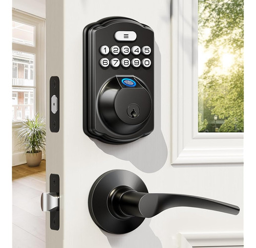 Veise Fingerprint Door Lock Con 2 Manijas De Palanca - Cerra