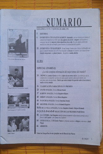 Ajedrez, Revista Jaque (1994) Karpov Ganador Linares