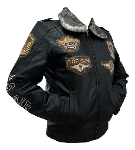 Chamarra Mod. Top Gun City, 100% Piel Natural (talla Extra).