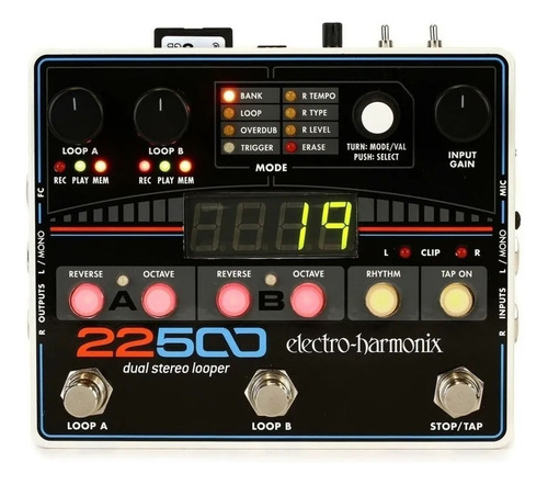 Pedal Electro Harmonix 22500 Dual Stereo Looper- Color Negro/blanco