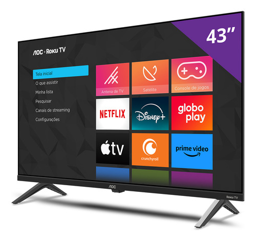 Smart TV 43" FULL HD AOC Roku TV 43S5045/78G HDMI 1 USB Wifi - Bom (Recondicionado)