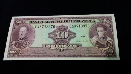 Billete De 10 Bolivares 1986. Sin Circular (unc) Serial E