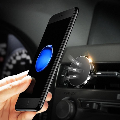 Imagen 2 de 8 de Soporte Celular Magnetico Portacelular Auto Aluminio Negro