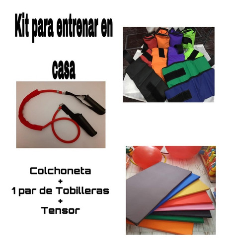 Colchoneta+tobilleras 2kg + Banda Elastica Manijas Reforzada