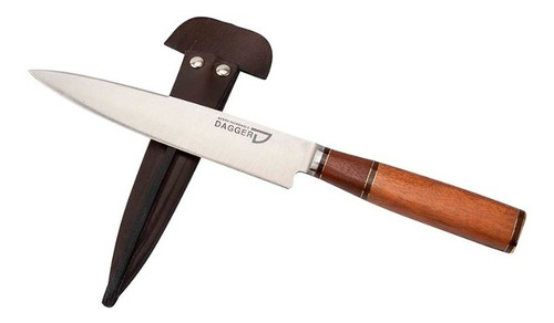 Cuchillo Artesanal Cabo Madera Con Hoja Dagger 14 Cm