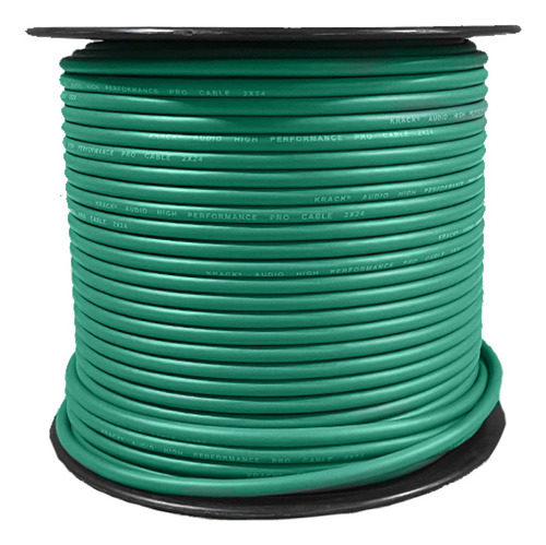 Cable Balanceado Para Micrófono 50mts Color Verde 2x24awg