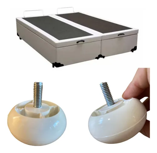 12 Mini Pé Cama Box Baixo Universal Castor Gazin Ortobom 3cm Cor Branco