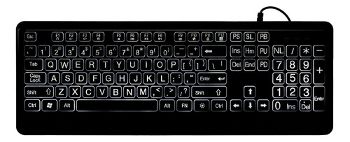 Teclado Con Cable Grandes Letras Blancas En Negrita .