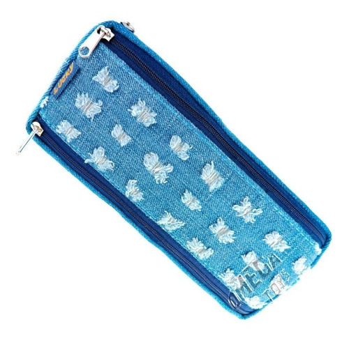 Estojo Necessaire Escolar De Jeans Bonito E Resistente Cor Azul