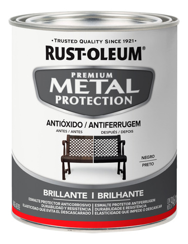 Pintura Anticorrosiva Metal Protection Brochable 946 Ml Acabado Negro Brillante Color Negro Brillante