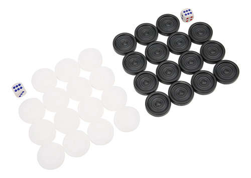 Juego De Backgammon De Plástico Blanco Y Negro De 22 Mm De I