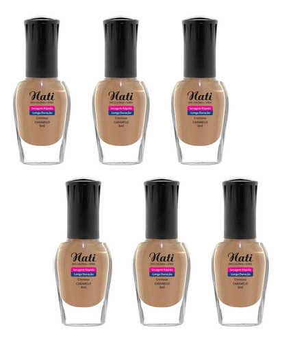 Imagem 1 de 2 de Esmalte Nati 5free - Caramelo - 8 Ml - Kit Com 6 Frascos