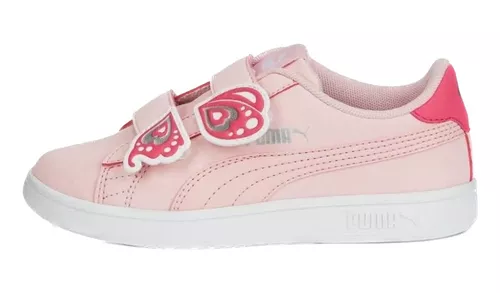 zapatillas Puma niña Smash Blanco Rosa velcro /