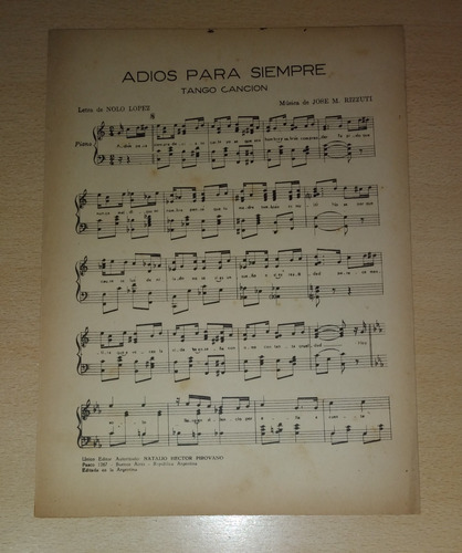 Partitura Adiós Para Siempre / Muchacho