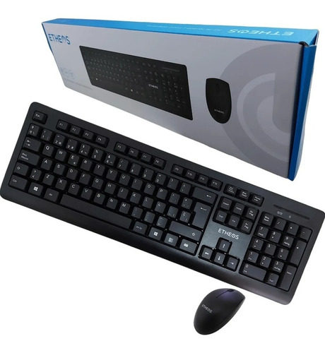 Imagen 1 de 3 de Combo Oficina Mouse Y Teclado Inalámbrico Pc Español Etheos
