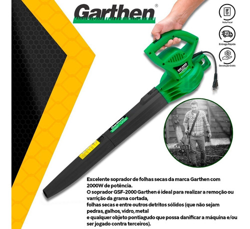 Soprador De Folhas Elétrico Garthen Gsf-2000 127v 2000w 60hz
