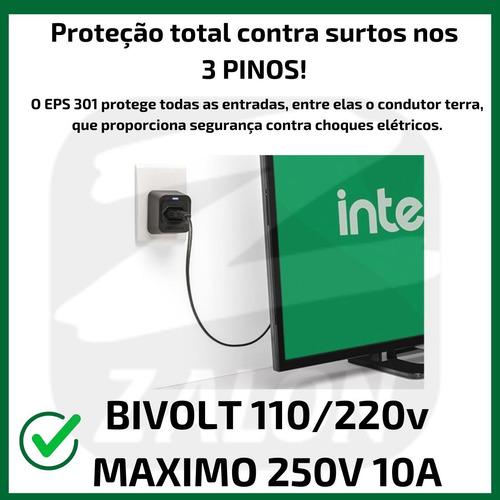 Protetor Eletrônico Tomada Dps Eps 301 Br Bivolt Anti Surto