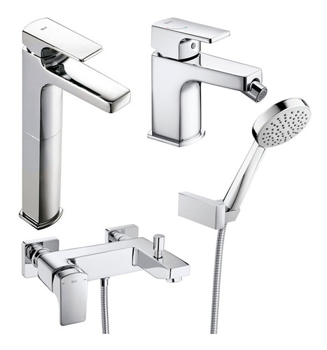 Combo Grifería Roca Escuadra Lav Alto Bidet Ducha Exterior