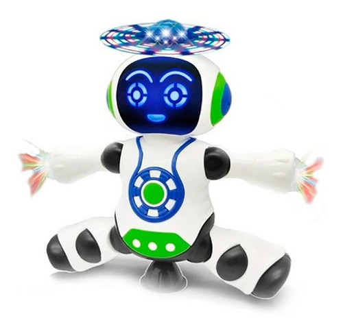 Robô Dançarino Brinquedo Musical Emite Luzes 3d Gira Dança Cor Branco
