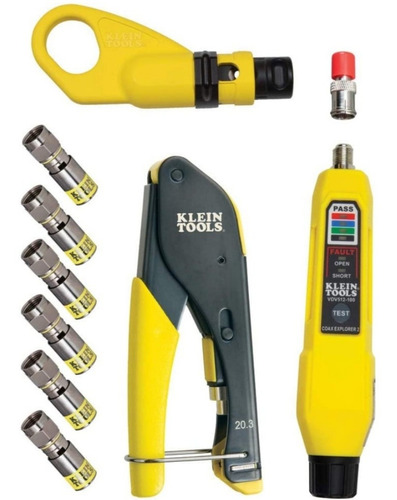 Kit Instalador Cable Coaxial Probador Ponchadora Klein Tools