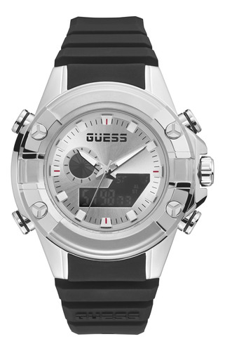 Reloj Hombre Guess Gw0341g1 Cuarzo Pulso Negro En Silicona