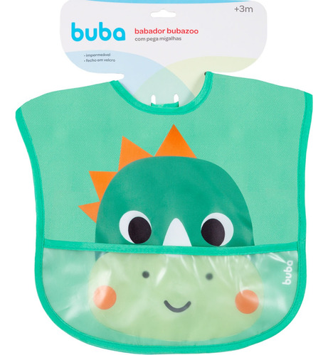 Babador com Bolso Pega Migalha bebê menino Impermeável Buba Dino Bubazoo